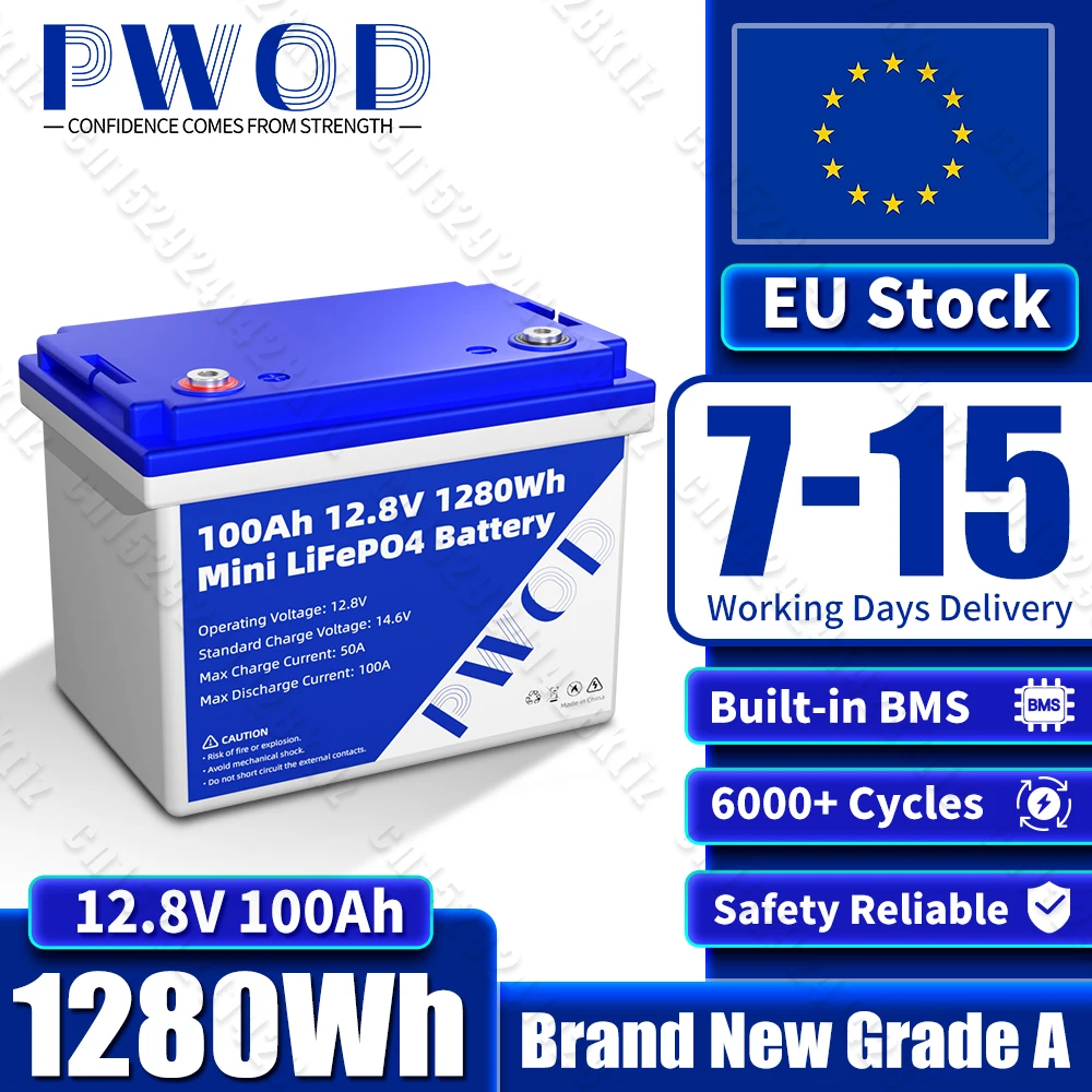BCI Group 24 PWOD LiFePO4-Akku, 100 Ah, 12 V Lithium-Eisenphosphat-Zelle für Wohnmobile,