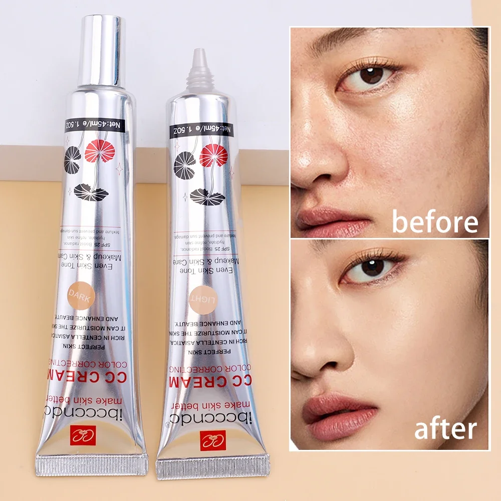 Moisturizing 45ml CC ครีม NATURAL Lasting Face Liquid Foundation Brightening Whitening ผิวสีคอนซีลเลอร์กันน้ําครีม