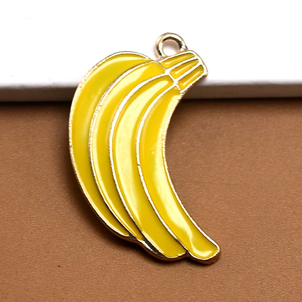 

20Pcs Banana Pendant Charms DIY Necklace Keychain Alloy Accessories Yellow Exquisite Durable Stylish Alloy Charm