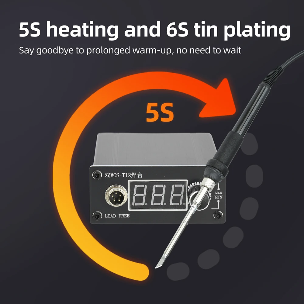 T12 75W Soldering Station LED Intelligent Soldering Iron 180-480℃ Fast Heating Auto-Sleep Thermostat Phone Repair Welding Tools