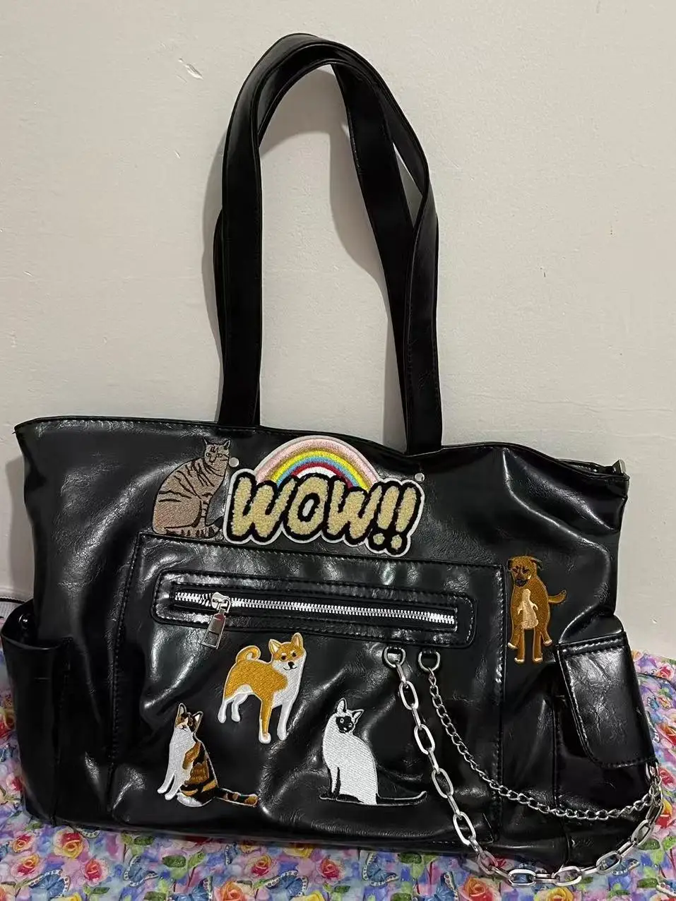 

Cute dog large-capacity handbag, commuter shoulder bag trendy fashion computer bag