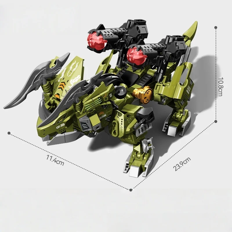 مكعبات بناء روبوت مدفع مغناطيسي كهربائي على شكل ديناصور متوافقة مع العلامات التجارية الكبرى للأولاد لعبة الطوب بعمر 8-12 سنة