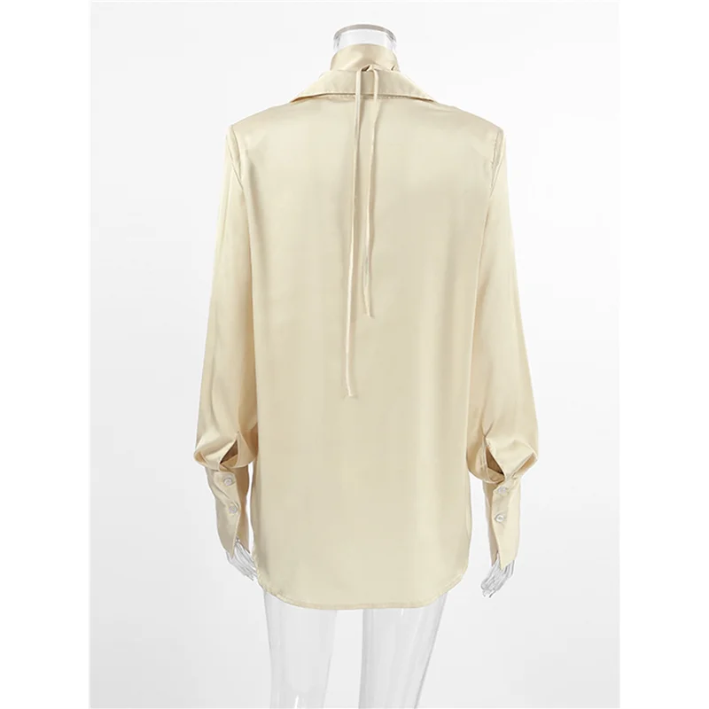 AOAO-Satin Silk Button Down Shirts For Women Dress Shirts Long Sleeve Blouses Womens Shirts