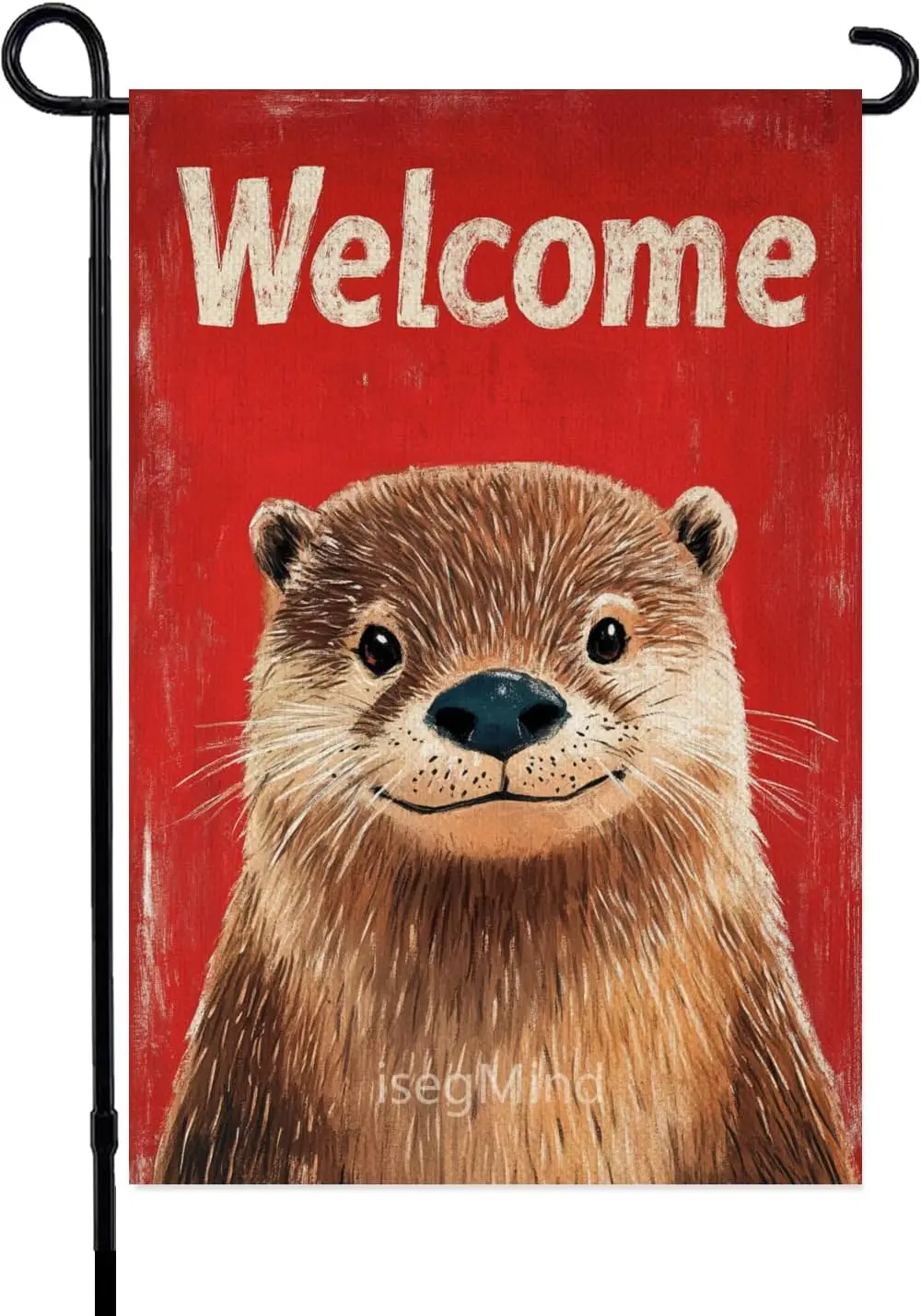 Funny Otter Welcome Linen Garden Flag Double Sided Cute Animal Outdoor Decoration Banner for Yard Lawn 12