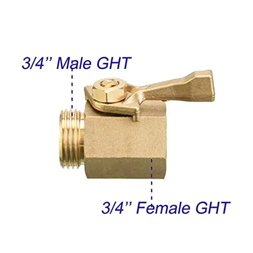 Brass Garden Hose Shut-Off Valves Dual Set with Extra Washers for 3/4 Inch Threaded Hose Couplers and Irrigation Devices