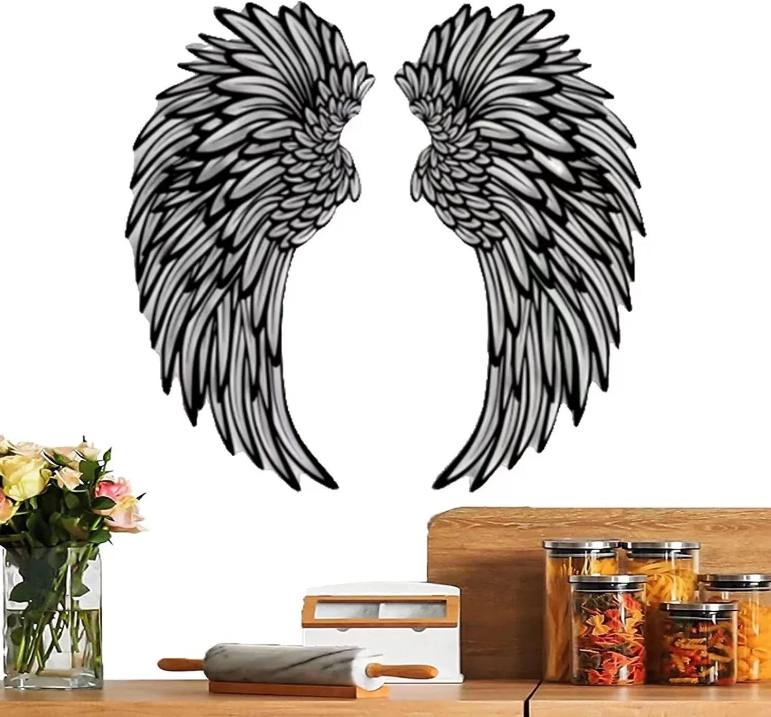 Metal with light wings wall decoration wall hanging frosted crafts double-sided home decoration wall