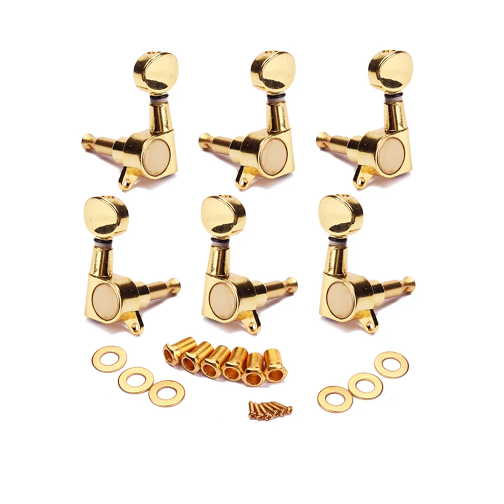 

6 Machine Guitar Tuners Acoustic Electric String Pegs Gold Guitar Tuning Pegs Metal 38x22x15mm Universal Fits Maintenance