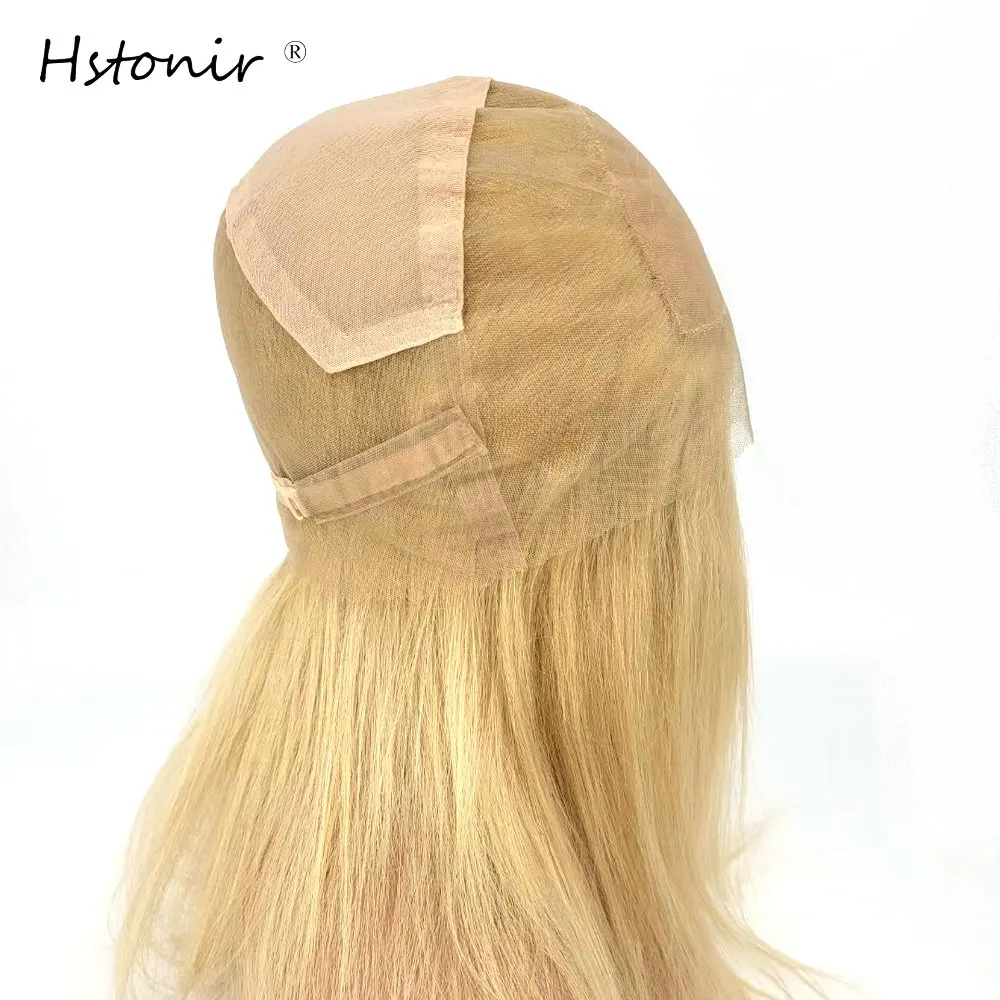 Hstonir Natural Hair Wig 100% Brazilian Blond Lace Front Human Hair Wigs For Women 613 European Remy Hair Punk 4x4 Silk Top G045