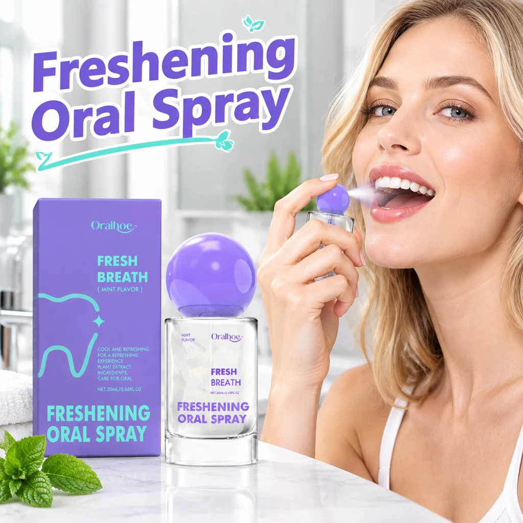 Freshening Oral Spray, Mouth Freshener Spray, Long Lasting Fresh Breath Spray, Portable Mint Oral Care Spray for Daily Use
