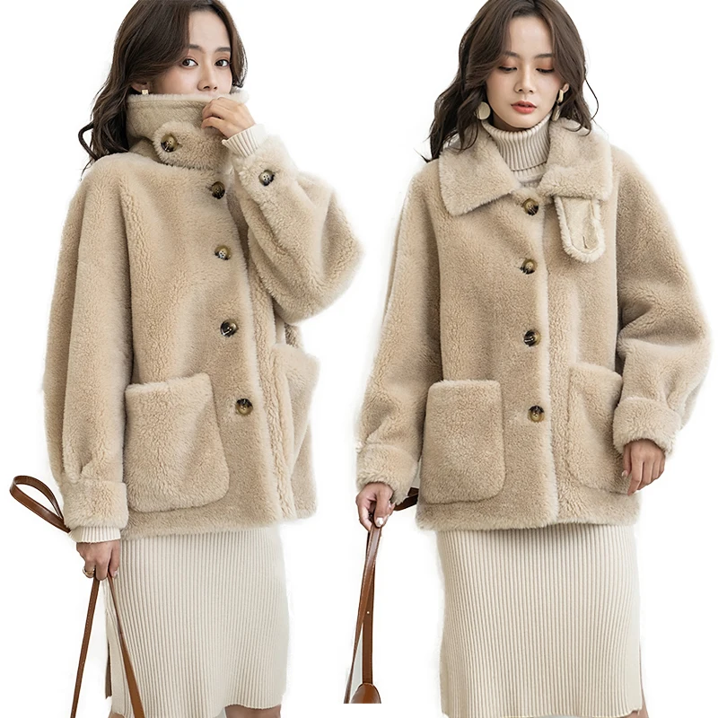 Women Winter Solid Teddy Bear Jackets Coat Ladies Thicken Warm Outerwear Loose Lambswool Fur Jacket Overcoats Woman Clothes