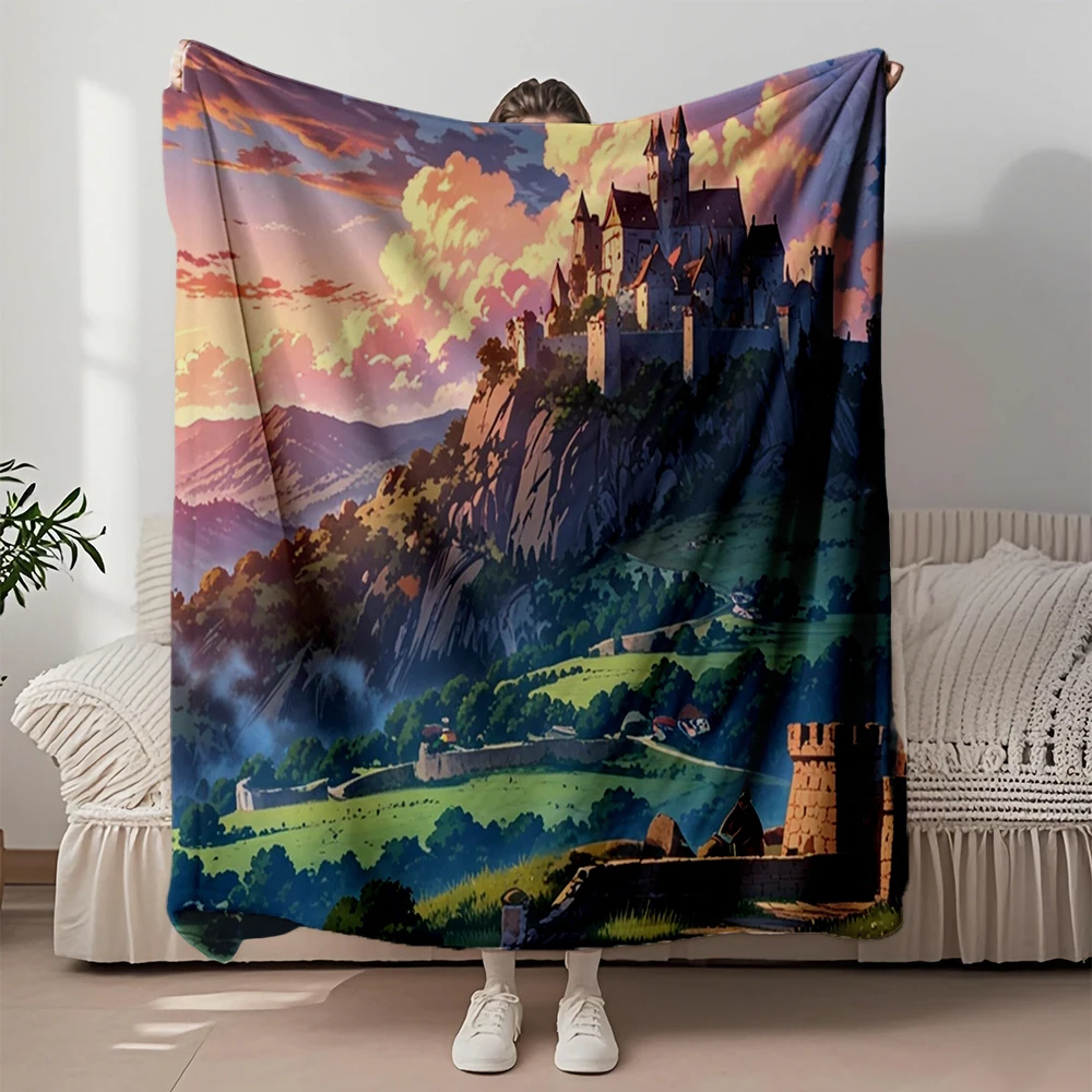 

Zen Flannel Bed Blanket Medieval European Castle Comforter Knit Throw Fade-resistant Eco-friendly Blankets For Airbnb Hosts
