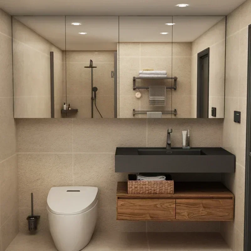 

Closet Luxury Bathroom Vanity Space Saving Cabinet Washbasin Cabinet Floor Vanity Sink Corner Storage Wooden Mdf Home Furniture