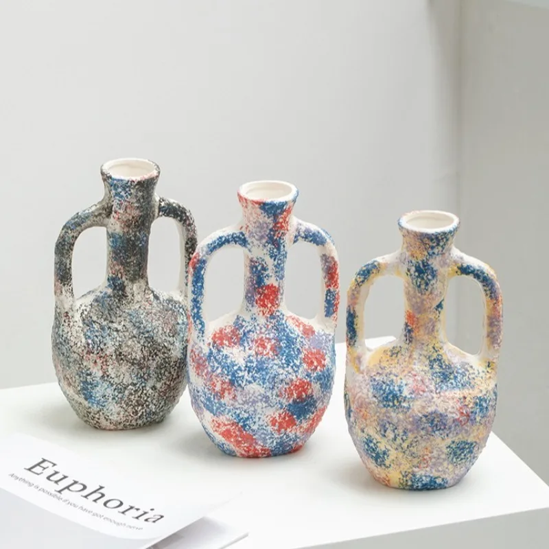 High-end Flower Arrangement Jarrones Decorations Maison 2026 Creative Color Ceramic Vase Living Room Homestay Decoration