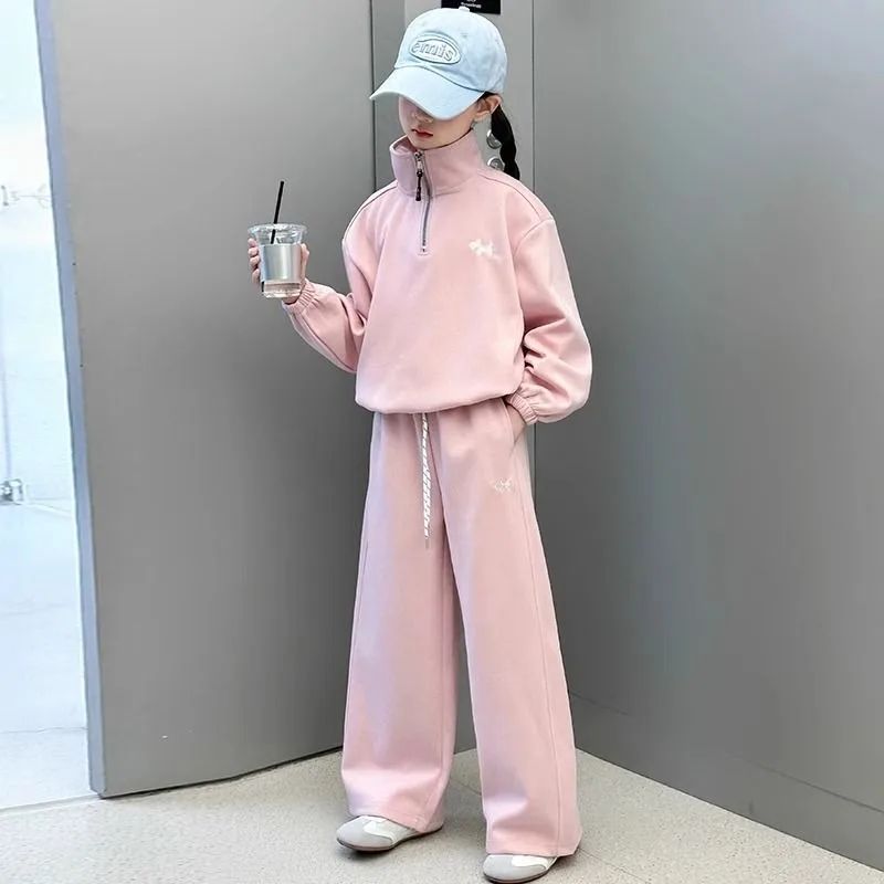 Coat Pants Sweatshirt Set Printed Girls Fashion Clothes Girls' Autumn Winter Korean Kids Girl Long Sleeve Two Piece Style 4yrs