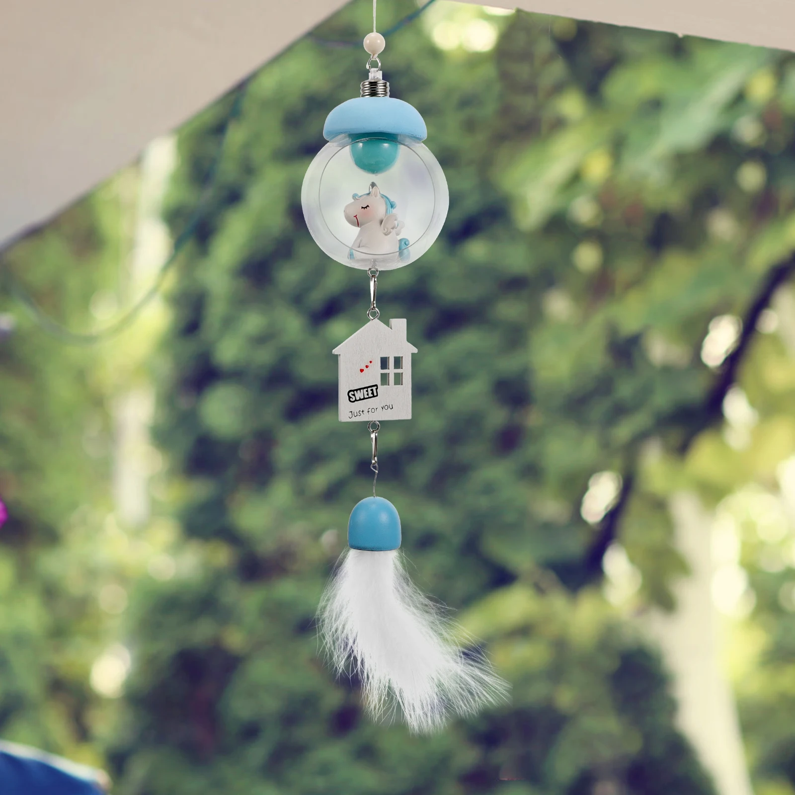 

Christmas Decor Unicorn Ornament Garden Pendant Wind Chime Bell Decorate Door Silver