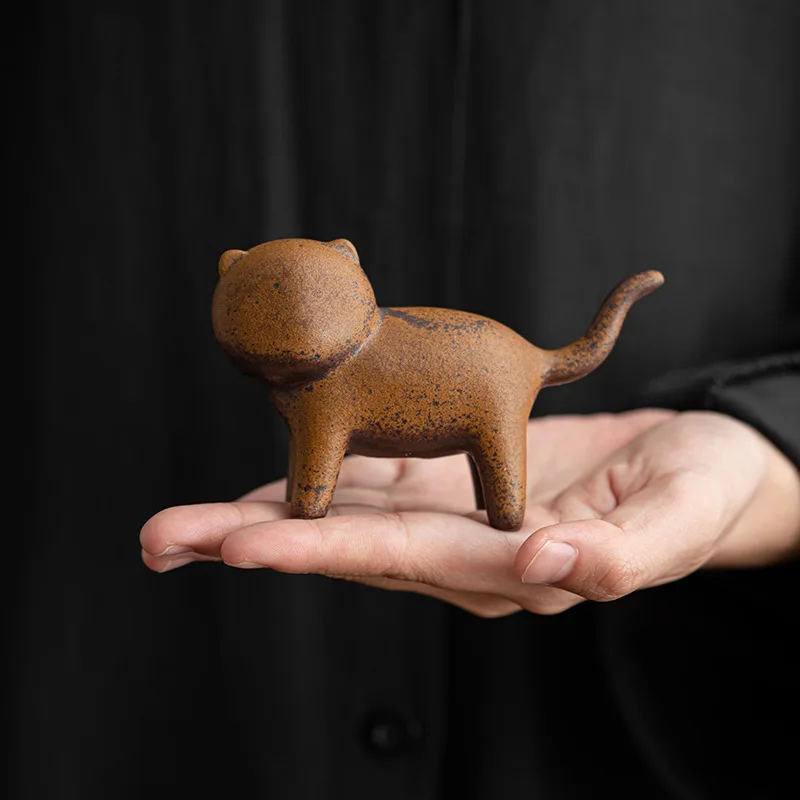 Glazed Coarse Pottery Old Rock Clay Tea Pet Golden Toad Tea Tray Ornament Nurturable Tea Art Tea Play Wuxiang Cat Tea