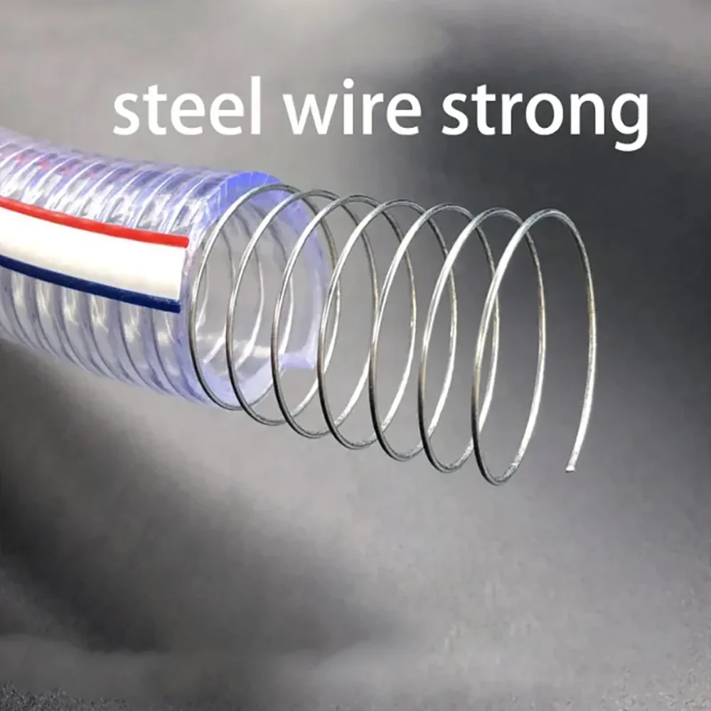 1MPVC Steel wire hose transparent plastic pipe thickened water pump oilPipe vacuum pipe heatresistant oil resistant Antifreeze