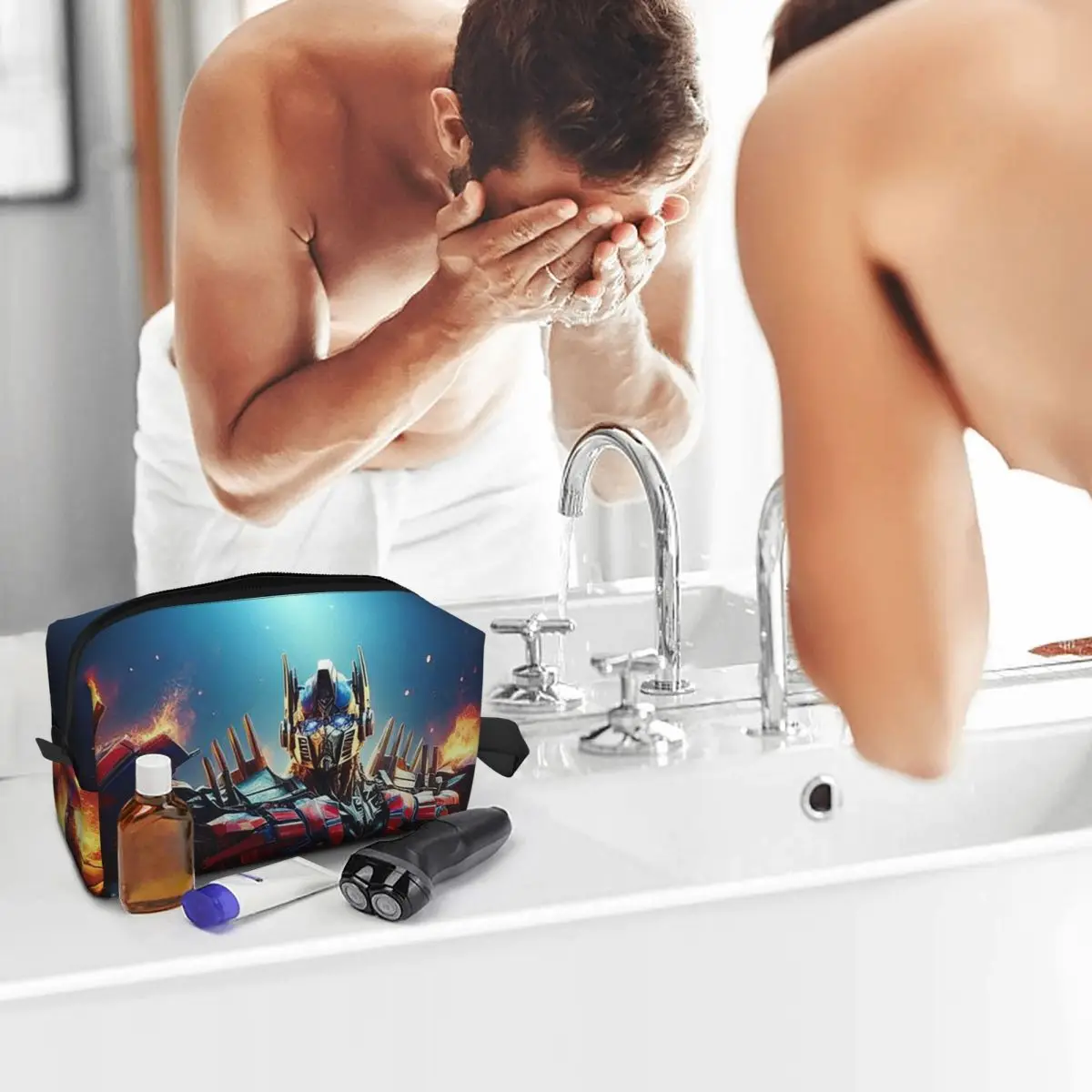 オプティマスプライム化粧バッグ化粧品オーガナイザー収納 Dopp キットトイレタリー化粧品バッグ女性美容旅行鉛筆ケース