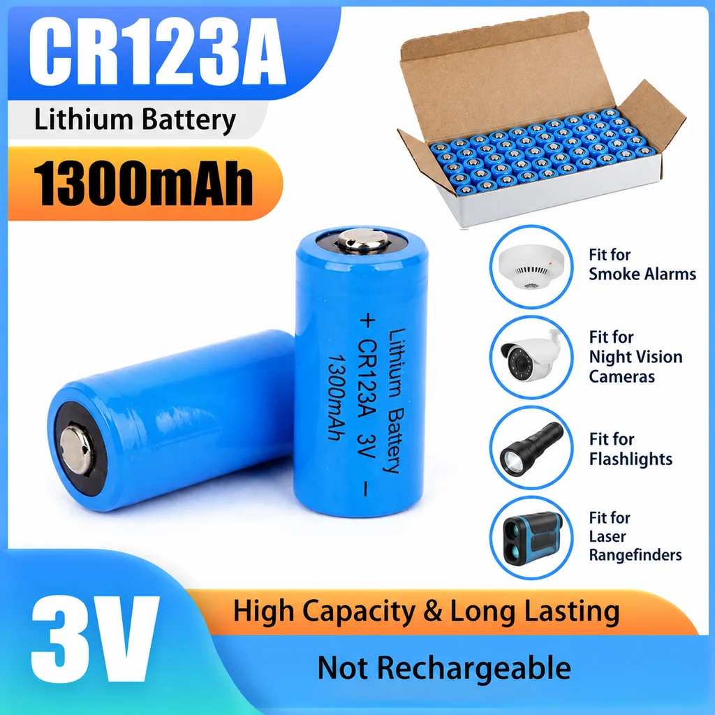 PURFIELD CR123A 1300mAh 3.7V Primary Disposable Battery 16340 Non-rechargeable Cell Suitable For Flashlight Headlamp Camera