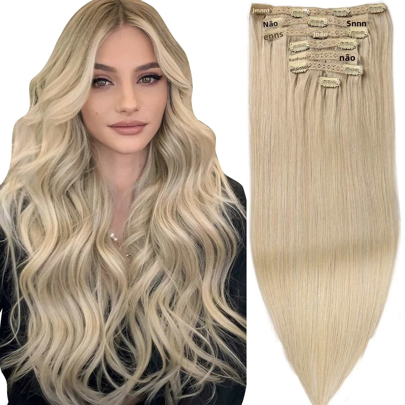 7pcs-highlight-color-straight-clip-in-human-hair-extensions-brazilian-100g-pack-easy-to-install-no-heat-needed-hair-extensions