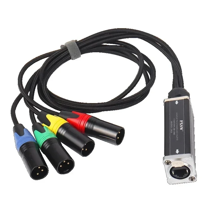 Convertitore di rete RJ45 CAT5/6 con schermato a 4 canali connettore XLR a 3 pin cavo ricevitore multi rete per altoparlante maschio/femmina