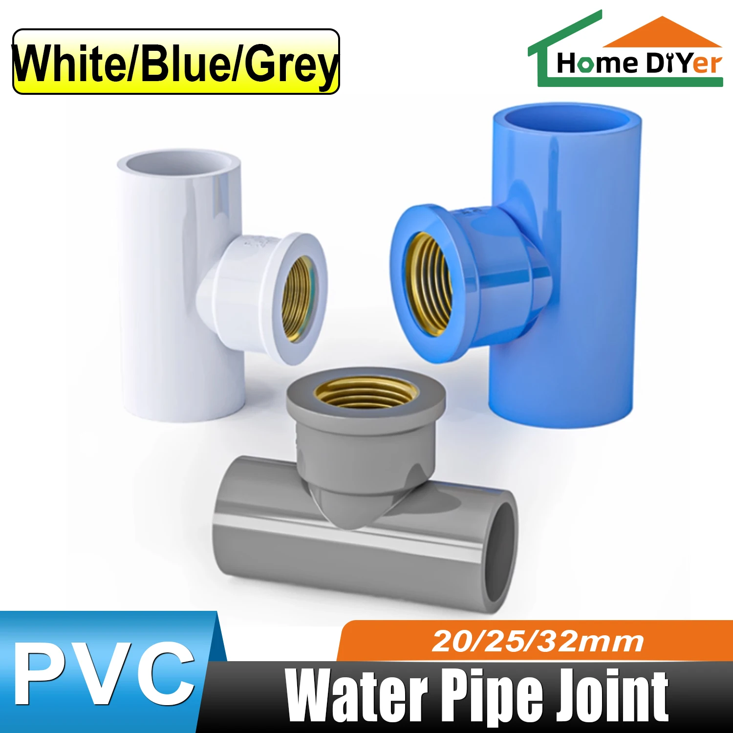 

PVC Copper Internal Thread 3-Way Water Supply Pipe Fittings Adapter Connector