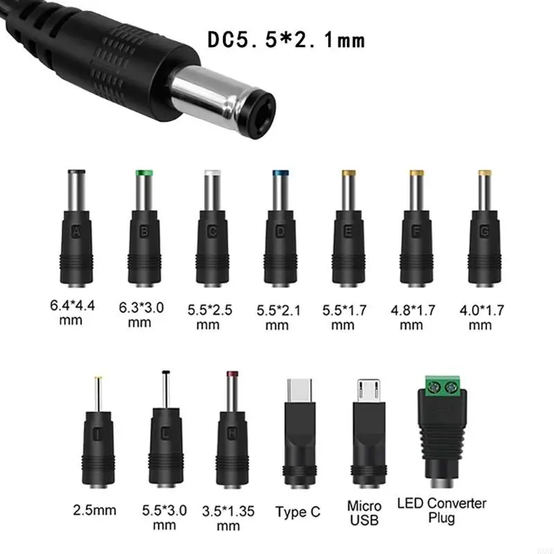 Portable USB to DC5.5 Cable Set Including 13 Adapters 5V to 9V 12V for Travel HX5E