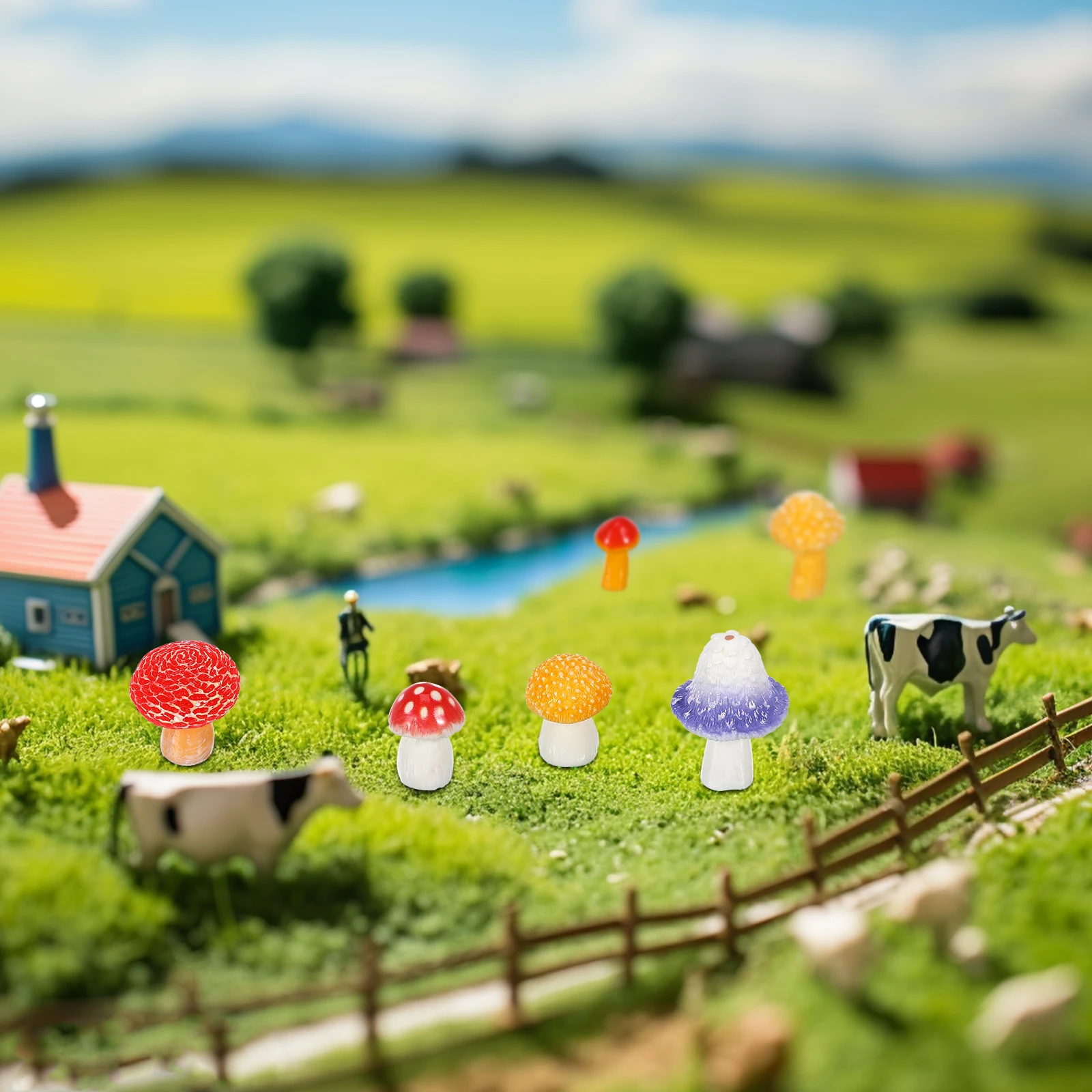

12 Pcs Simulated Jungle Mushrooms Resin Mini Figures Lifelike Tiny Mushroom nament Decoration Landscape