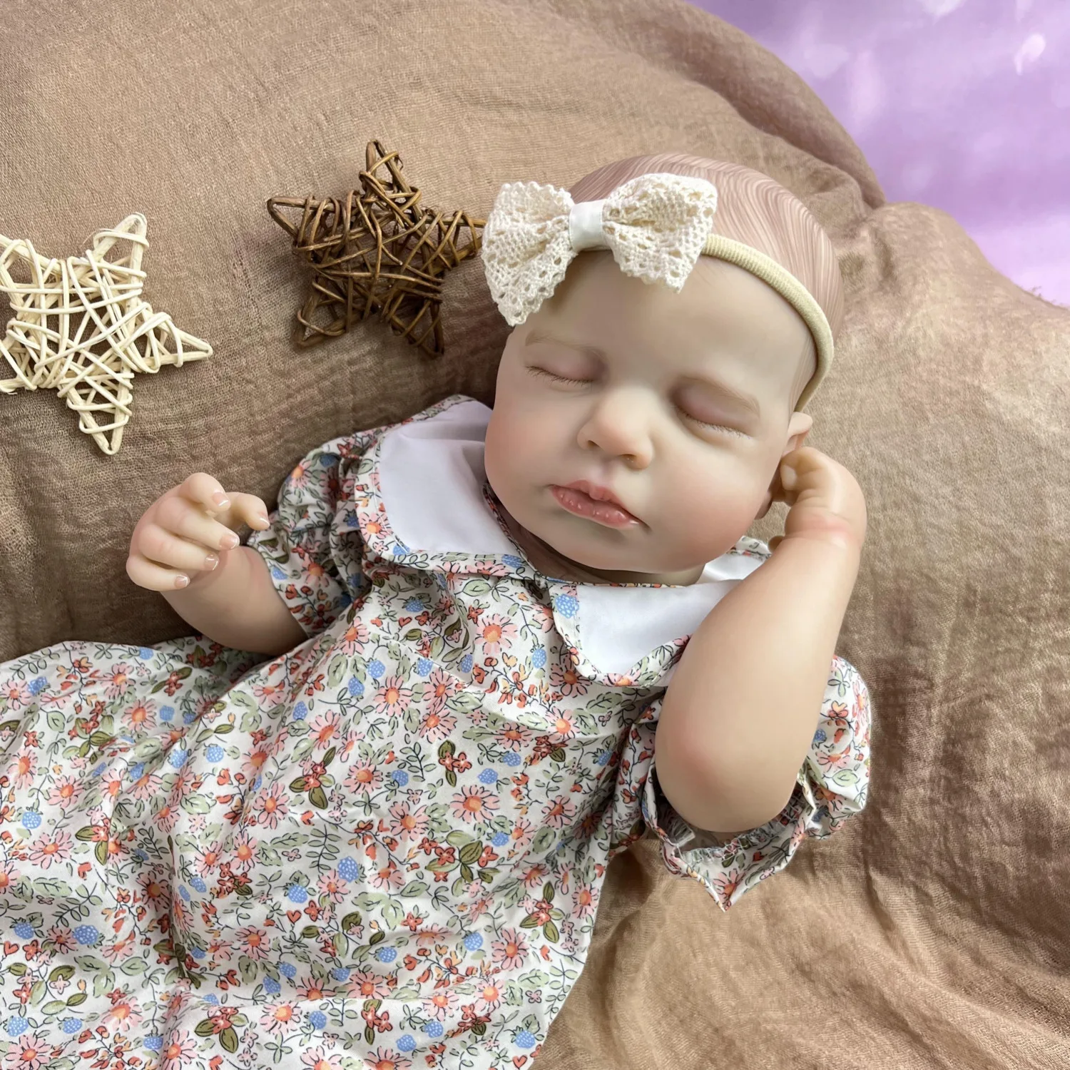 

BZDOLL 48CM 19Inch Asleep 3D Skin With Visible Veins Reborn Baby Doll Toy For Kids Vinyl Limbs Cloth Body Lifelike Birthday Gift