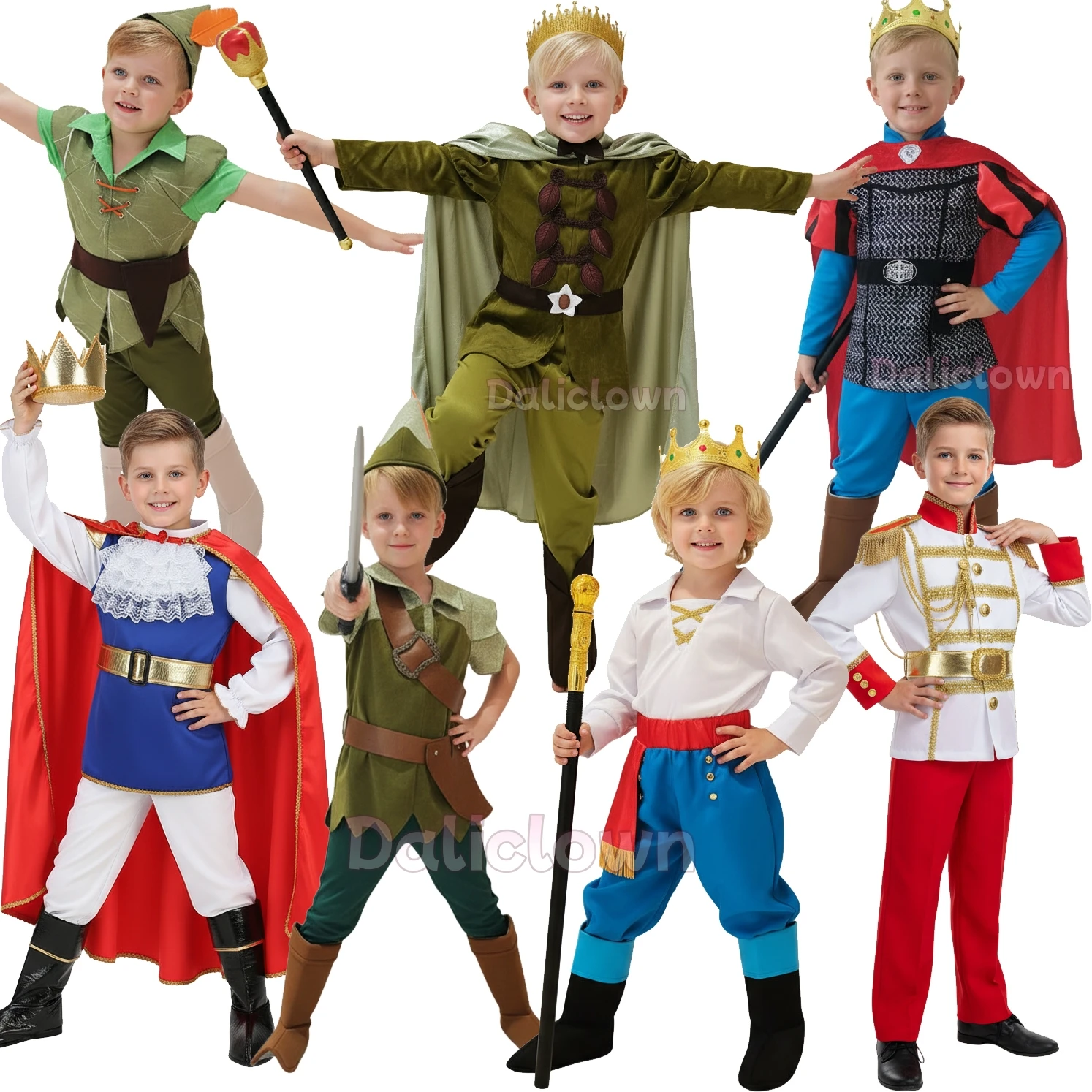 Disfraz de Príncipe Rana para niño encantador, disfraz de carnaval, ropa de fiesta, elfo verde, Peter Pan, Eric, Phillip, Naveen, disfraz de Príncipe para niños