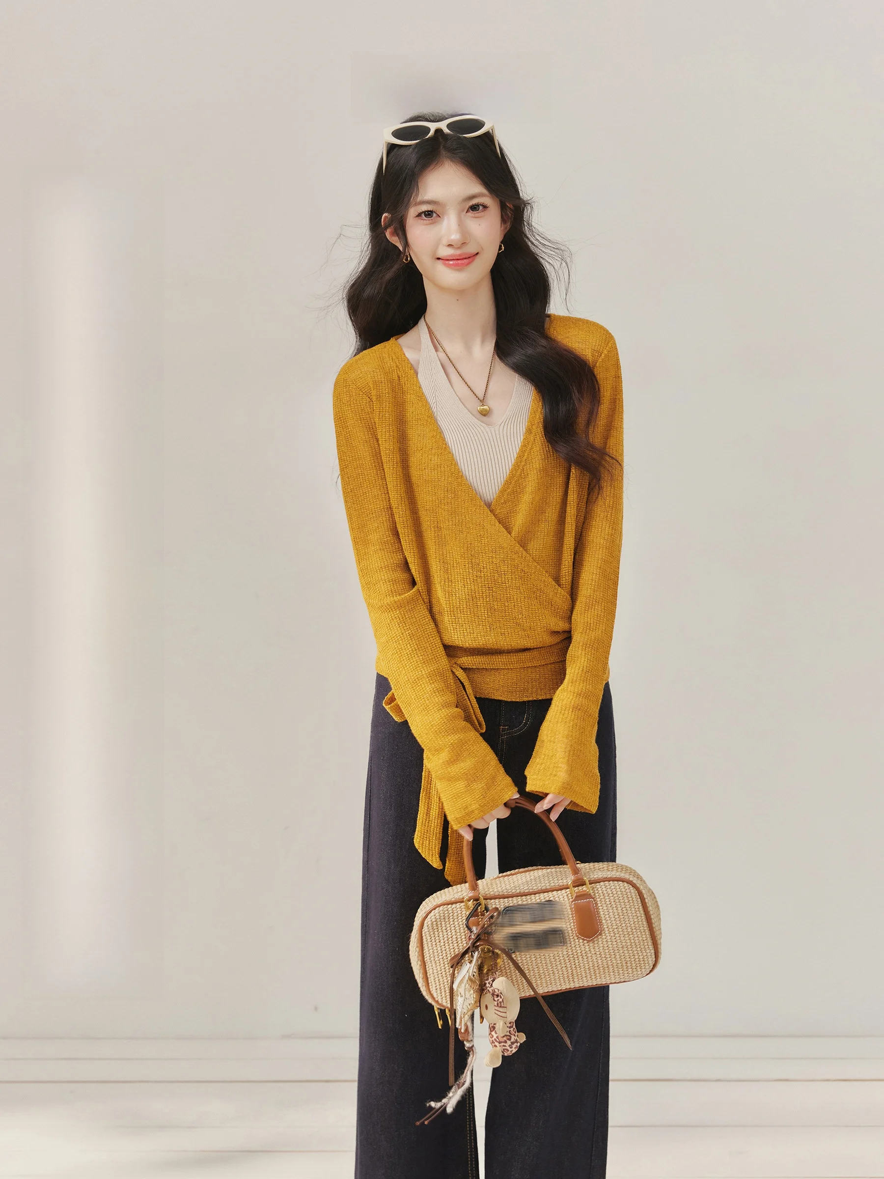 

Qiongya Casual Sle Knitted Sweater Two-Piece Set for plus Size Women Spring Season Base Layer Inner Wear Bright Life Force