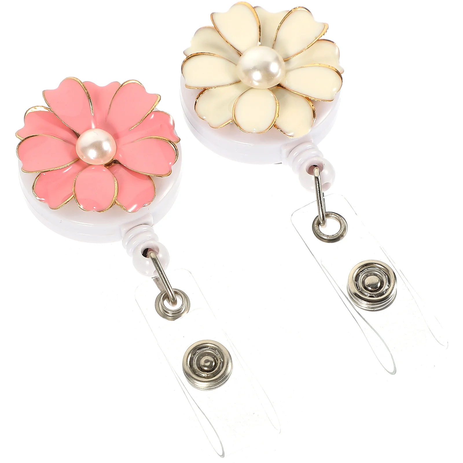 

2Pcs Chest Card Clips Retractable Badge Holder Name Tag Reel for Employee Id Cards Keys Nurse Badge Reels Cute Portable Work