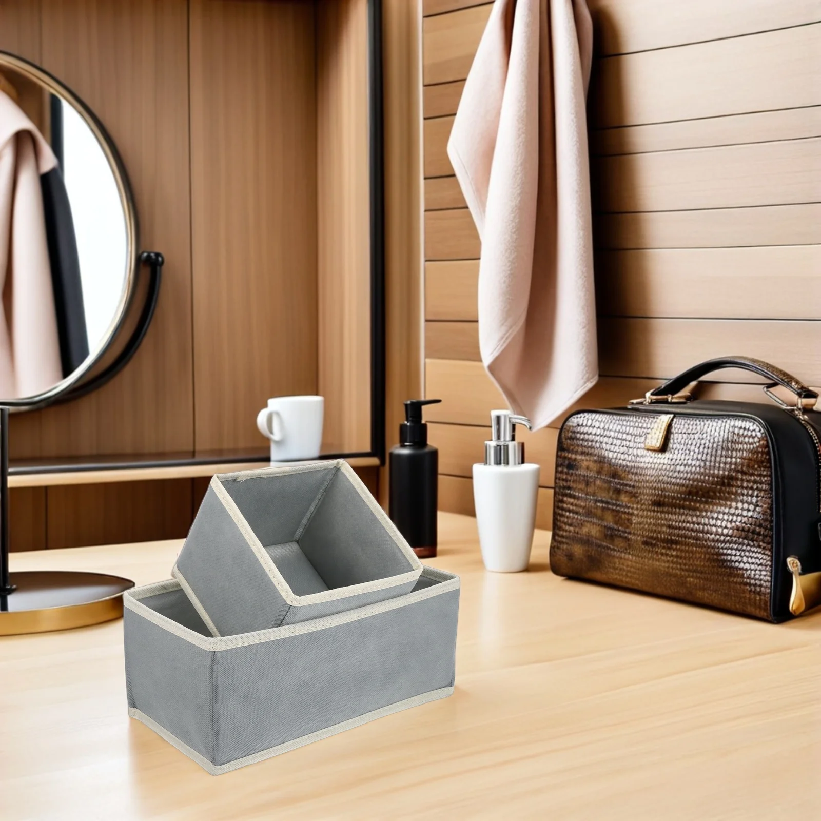 

12Pcs Foldable Drawer Storage Box Fabric Closet Organizer Bins Divider for Underwear Socks Bras Jeans Organizer