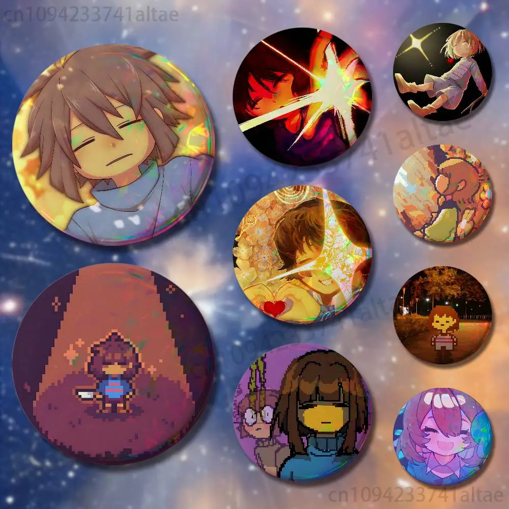 Game Frisk U-Undertale Badges Round Cosplay Pin Bag Decor Fans Collect Friends Gifts Brooch Souvenir