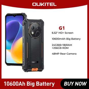 Oukitel G1 Wytrzymały smartfon 6,52'' HD+ 10600mAh 24GB+256GB Android14 48MP Aparat Telefon komórkowy