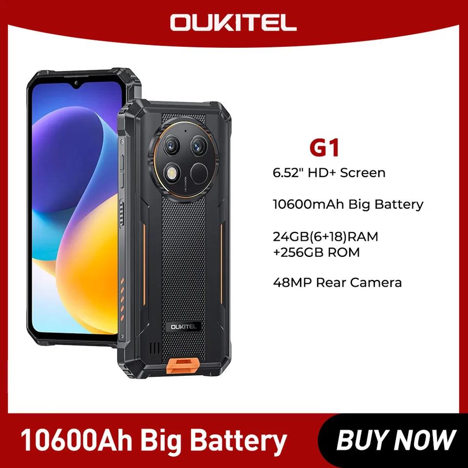 Oukitel G1 Rugged smartphone 6.52'' HD+ 10600mAh 24GB+256GB