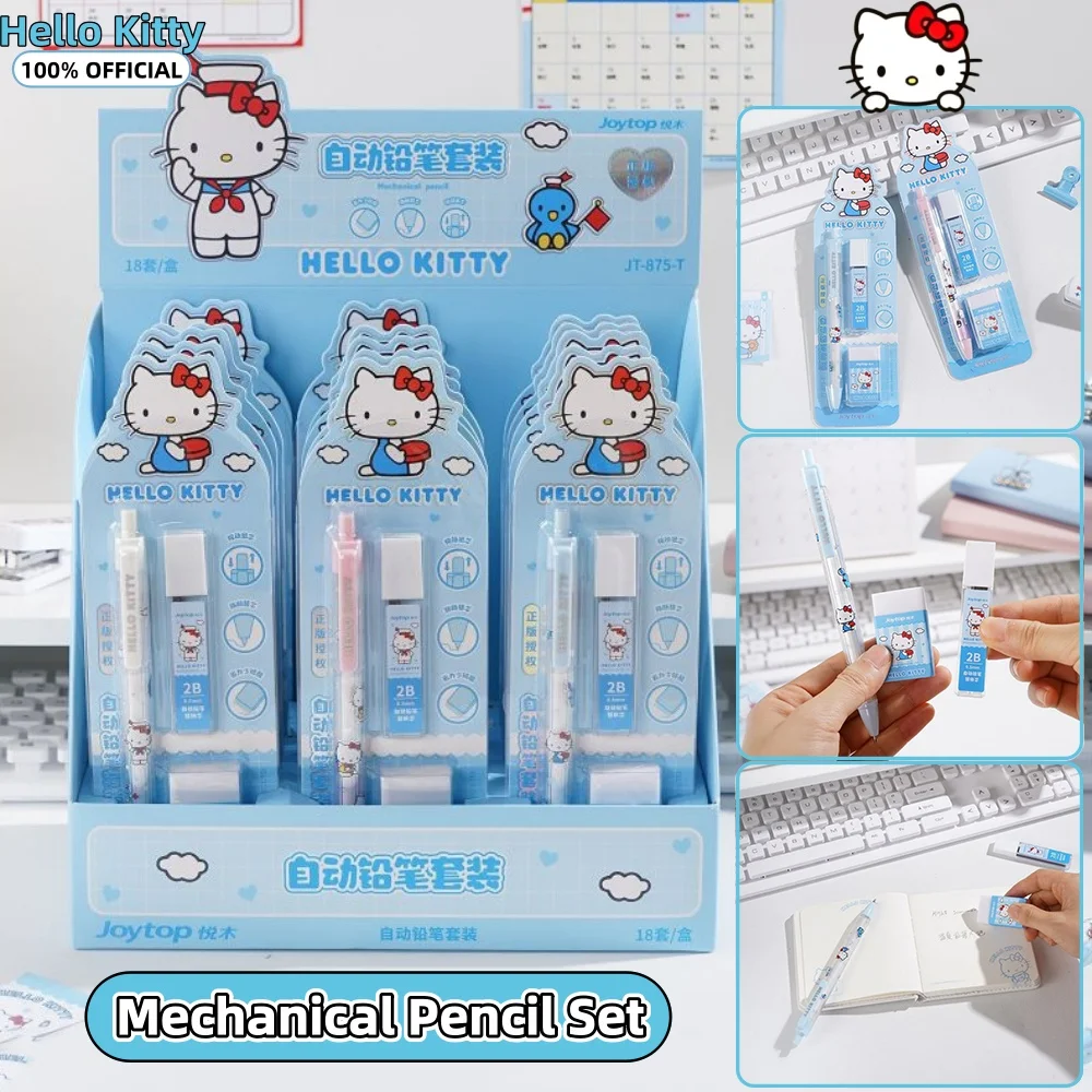 Genuine Sanrio Automatic Pencil Set Hello Kitty Kuromi Melody Smooth Writing Pencil Kit Cartoon Writing Drawing Study Stationery