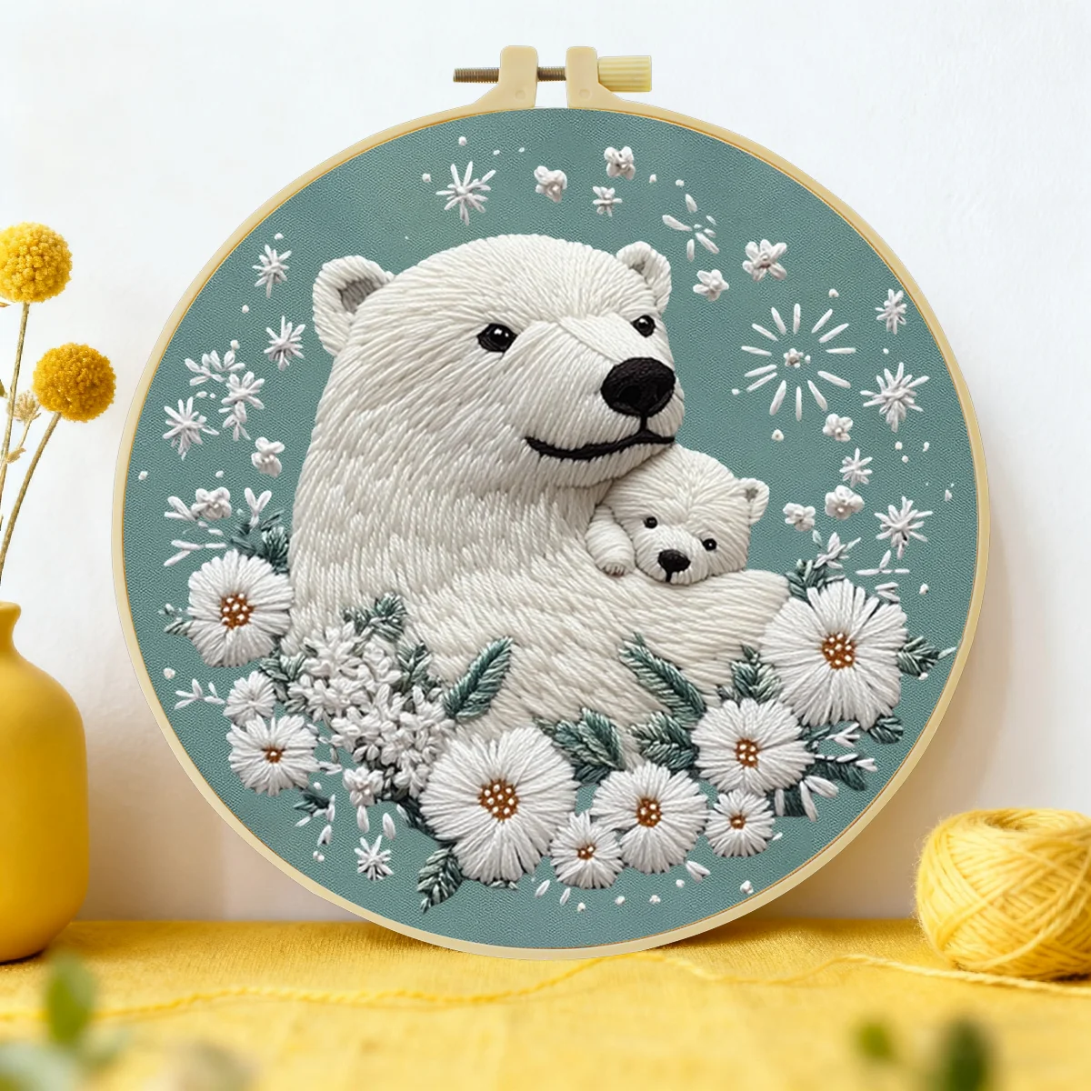 1 Stück 20X20CM/15X15CM 7,87/6,3 Zoll Bären-Stickerei-Starter-Kit DIY-Kit DIY-Stickerei-Set Handarbeits-Set für Anfänger – Detail 1