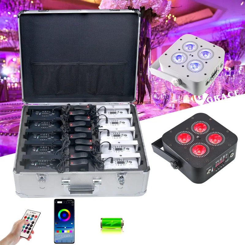 Igracelite Ir4 Wifi Remote Wireless Dmx 4x18w Battery LED Uplight With Charging Case Packing 10 In 1
