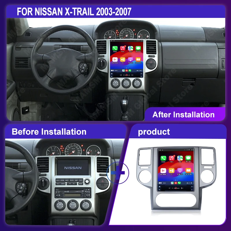 9.7 inch Android Car Radio For Nissan X-Trail 2003 2004 2005 2006 2007 Multimedia Stereo 2Din Vertical Screen Carplay 4G WIFI