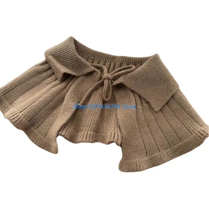Xale malha essencial para bebês meninas, cor sólida, falsa, acessórios roupas quentes para outono e inverno