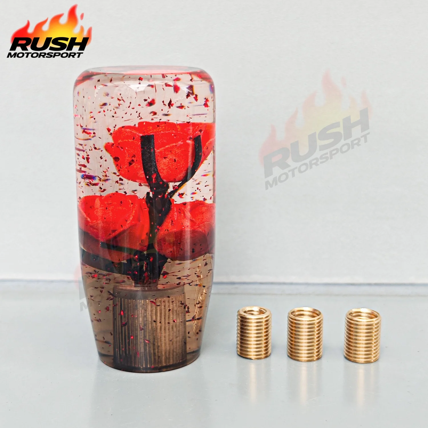 

Underwater Flower Clear Gear Shift Knob JDM Crystal Glitter Rose Gear Stick Shifter PC-ASK02G&GY-10CM