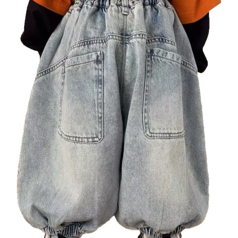 2-8 Jahre Kinder Jungen Jeans RAISE Herbst Kinder Jungen Denim-Hosen Kleinkind Jungen Hosen Lose Laternenhosen für Kleinkinder Babys Jungen – Detail 4
