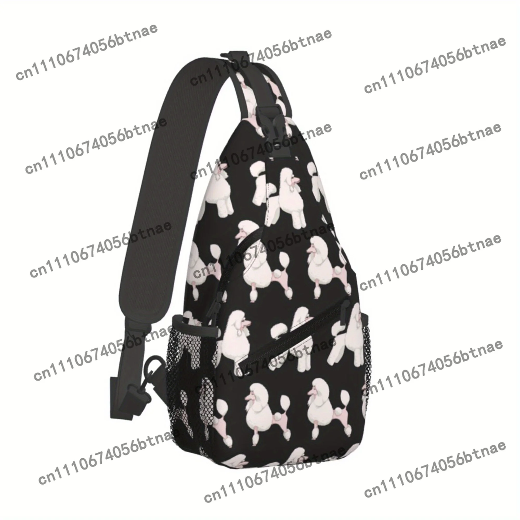 Adorable Poodle Print Men's Crossbody Bag - Colorful Heart Design Fanny Pack with Safety Zipper, Durable Casual Versatile Waist