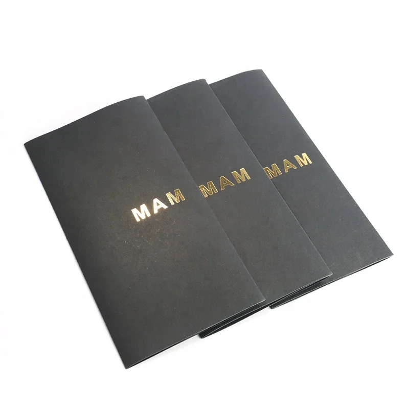 مخصص الذهب الساخن ختم ورقة سوداء هدية A5 بطاقة الأعمال بطاقة دعوة الزفاف التعبئة والتغليف المغلف