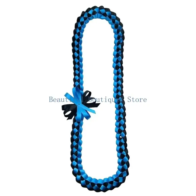 U4LF Double Sided Thickened Graduation Ribbon Necklace Smooth Fabric Women Rope