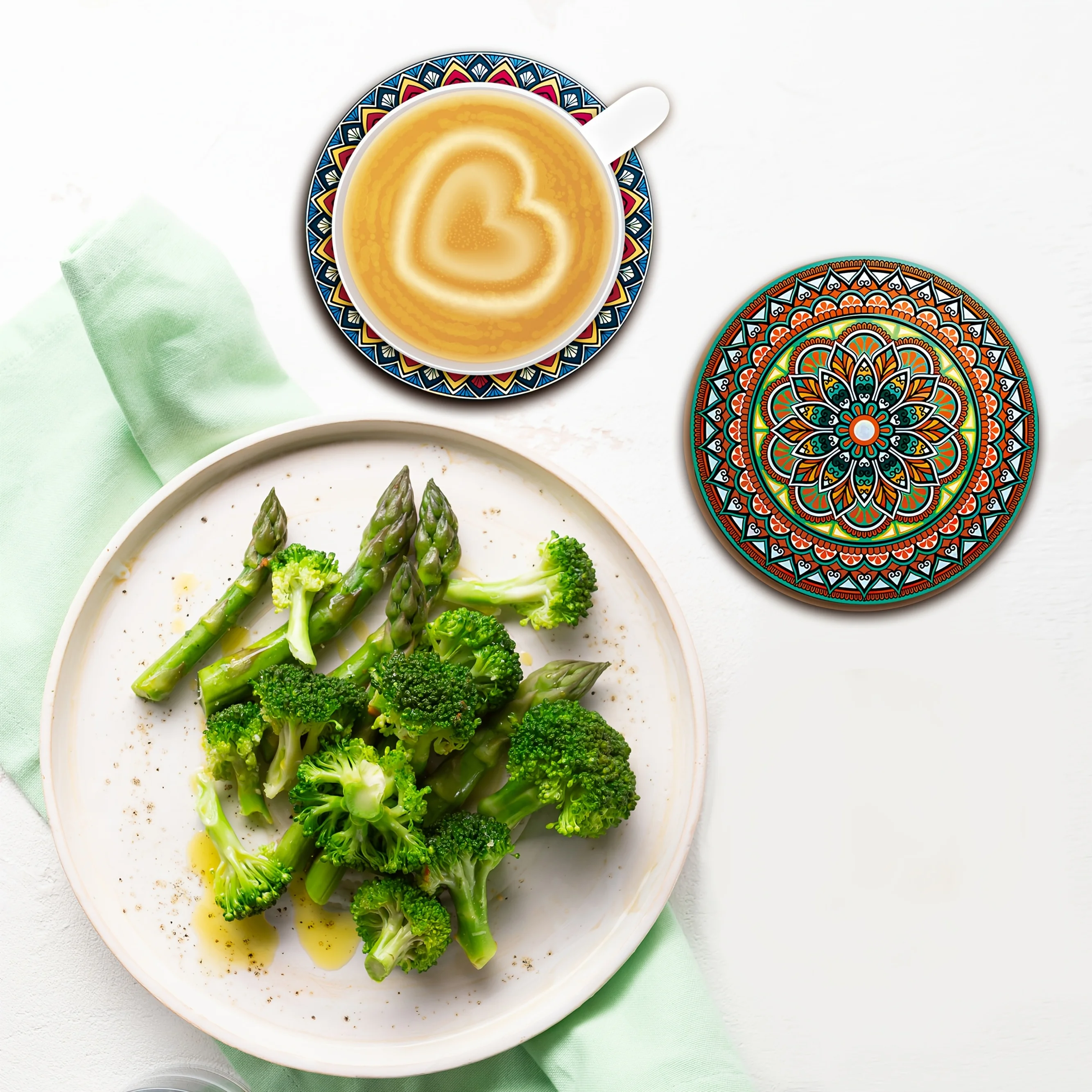 مجموعة قواعد أكواب ماندالا الخشبية مكونة من 8 قطع - عطلة/حفلة ضرورية للبار والمكتب وديكور المنزل #4