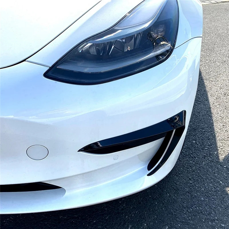 

Car Front Bumper Splitter Spoiler Covers Trim Fog Lights Eyebrow Wind Knife For Tesla Model 3 2017-2023 Accessories Gloss Black-