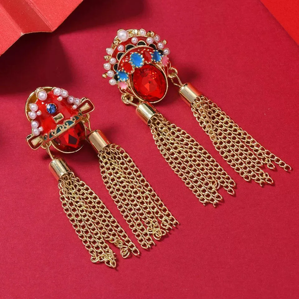 Chinese stijl geglazuurde lange kwastbadge huwelijkscadeau nekspeld anti-licht zinklegering cartoon ruiter broche modieus retro