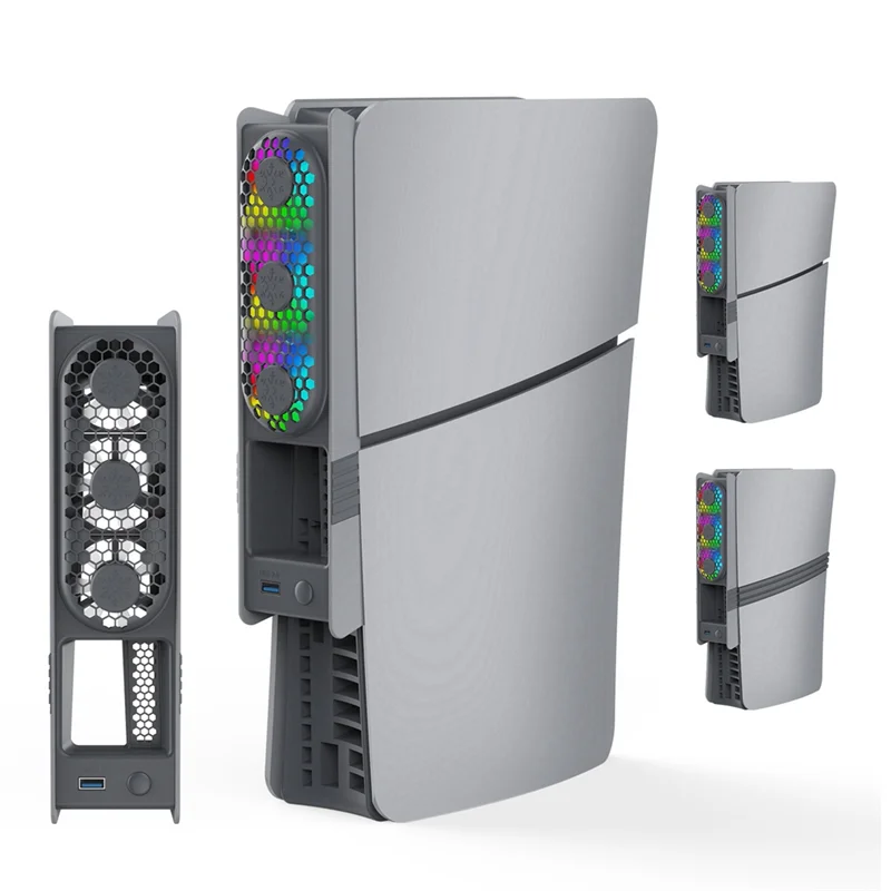 Ingenious-Universal Konsoles Lüfter Intelligente Temperaturregelung Hinterer Lüfter mit bunten RGB-Lichtern für PS5 Pro/PS5 Slim